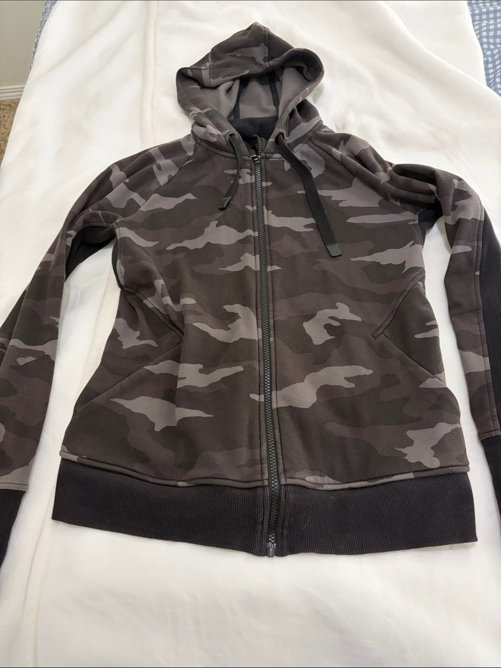 Athleta Women's Gray & Black Camo Zip Hoodie